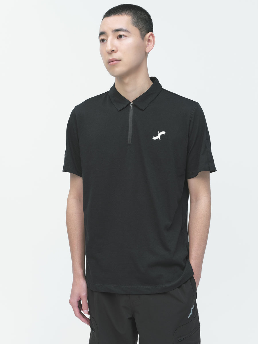 Half Zip Polo Shirt Black – DEES
